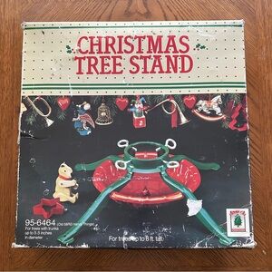 Vintage Christmas Tree Stand found new in box - Red and Green